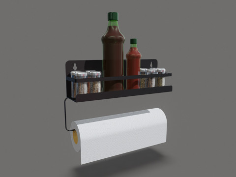 Spice Containers Organizer with Paper Towel Modello 3D