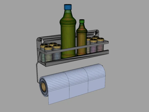 Spice Containers Organizer with Paper Towel 3D Model