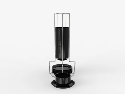 Stackable Demitasse Cups with Metal Stand 3D Model