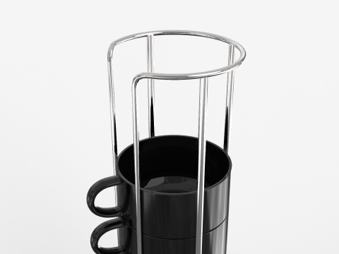 Stackable Demitasse Cups with Metal Stand Modèle 3D