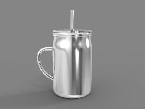 Stainless Steel 24oz Vacuum Mason Jar 3D Modell