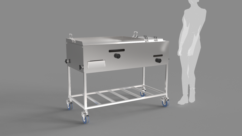Stainless Steel Cooking Cart 3D Model .c4d .max .obj .3ds .fbx .stl .blend