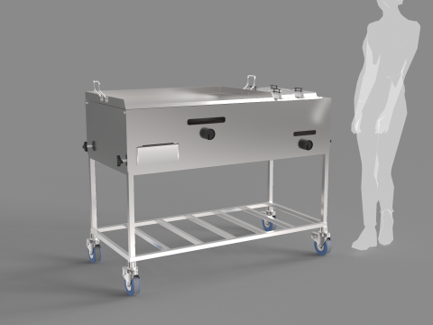 Stainless Steel Cooking Cart 3D Модель