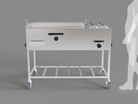 Stainless Steel Cooking Cart 3D Model