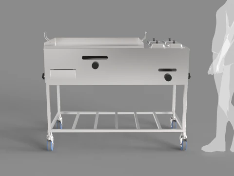 Stainless Steel Cooking Cart 3D Model