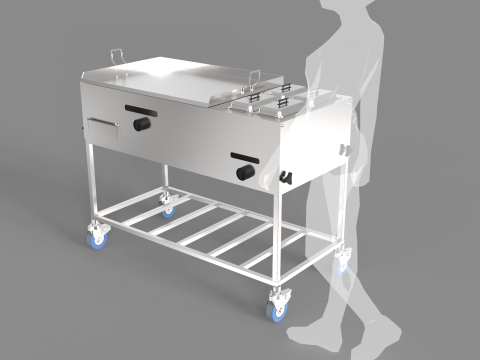 Stainless Steel Cooking Cart 3D Model