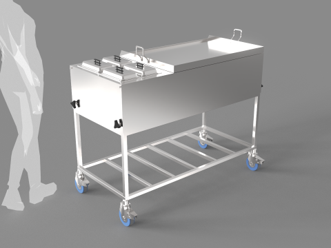 Stainless Steel Cooking Cart 3D Model