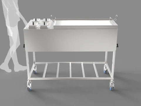 Stainless Steel Cooking Cart 3D Model