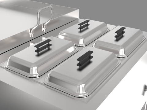 Stainless Steel Cooking Cart 3D Model