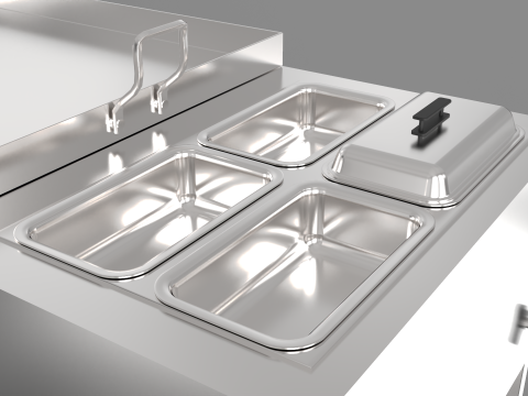 Stainless Steel Cooking Cart 3D Model