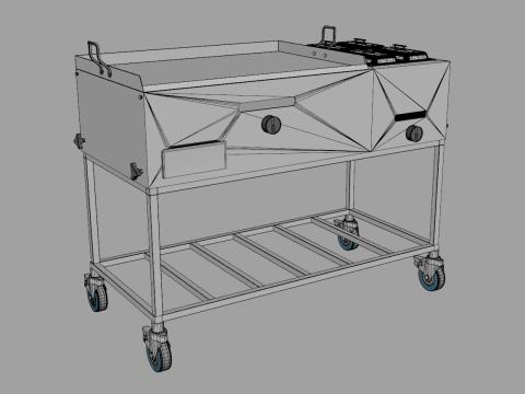 Stainless Steel Cooking Cart 3D Model
