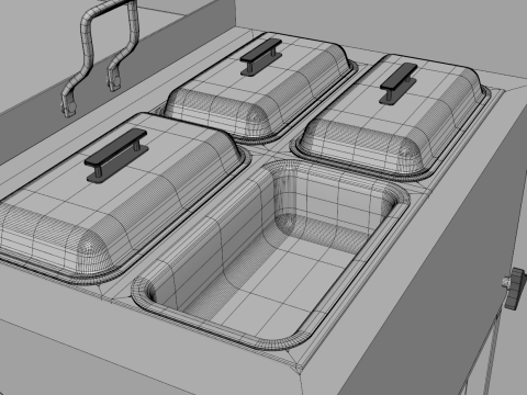 Stainless Steel Cooking Cart 3D Model