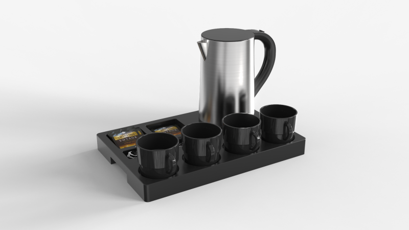 Stainless Steel Electric Kettle With Tray 3D 模型 .c4d .max .obj .3ds .fbx .stl .blend