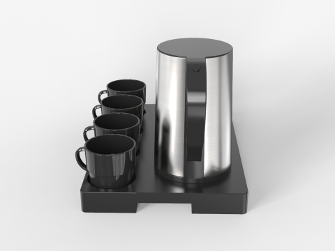 Stainless Steel Electric Kettle With Tray 3D 模型