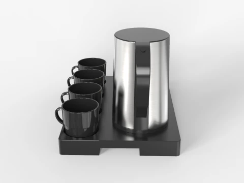 Stainless Steel Electric Kettle With Tray 3D Model