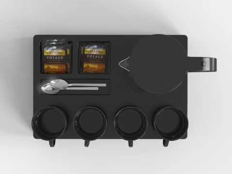 Stainless Steel Electric Kettle With Tray 3D Model