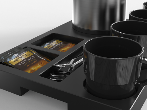 Stainless Steel Electric Kettle With Tray 3D 模型
