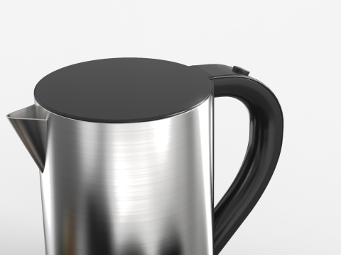 Stainless Steel Electric Kettle With Tray 3D 模型