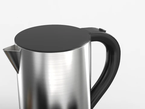 Stainless Steel Electric Kettle With Tray 3D Model