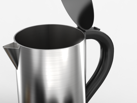 Stainless Steel Electric Kettle With Tray 3D 模型