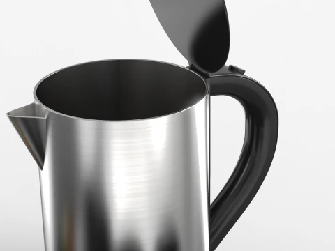 Stainless Steel Electric Kettle With Tray 3D Model