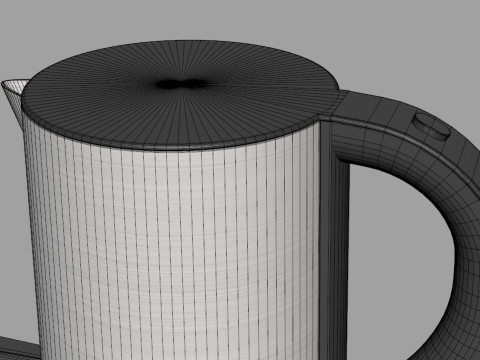 Stainless Steel Electric Kettle With Tray 3D 模型