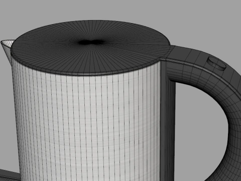Stainless Steel Electric Kettle With Tray 3D Model