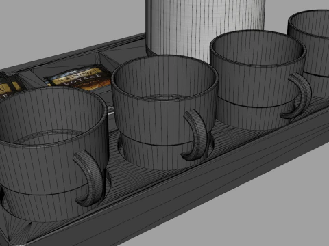 Stainless Steel Electric Kettle With Tray 3D Model