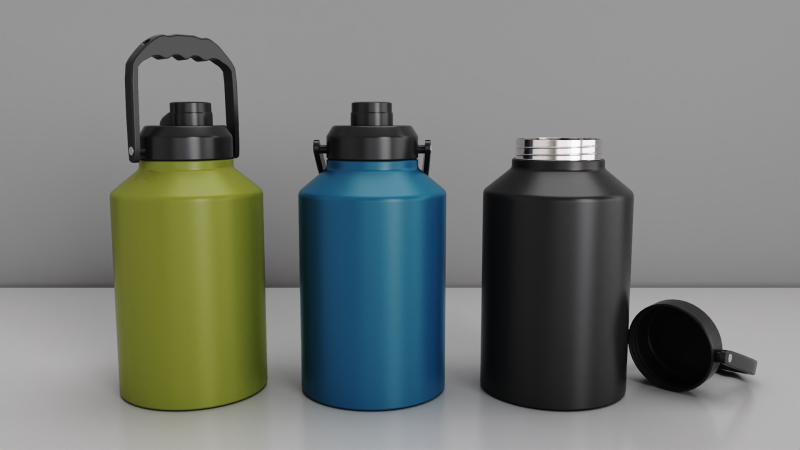 Isolierte Thermoflasche aus Edelstahl, 2 Liter 3D Modell .c4d .max .obj .3ds .fbx .stl .blend 
