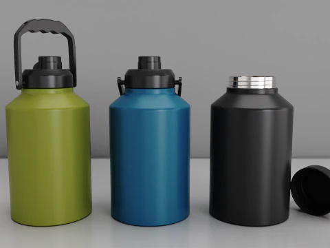 Isolierte Thermoflasche aus Edelstahl, 2 Liter 3D Modell