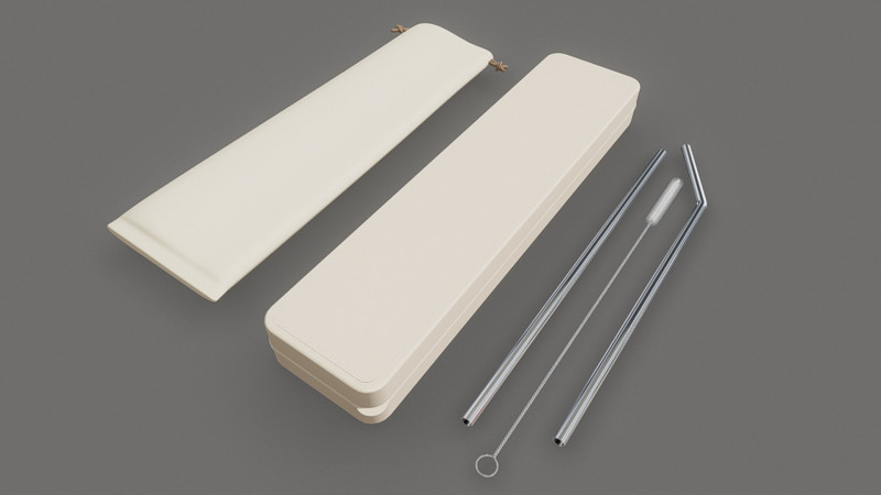 Stainless Steel Straws Kit Model 3D .c4d .max .obj .3ds .fbx .stl .blend