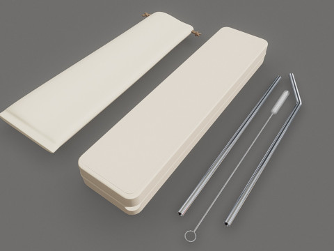 Stainless Steel Straws Kit 3D Модель