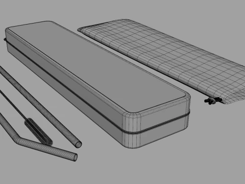 Stainless Steel Straws Kit 3D Model