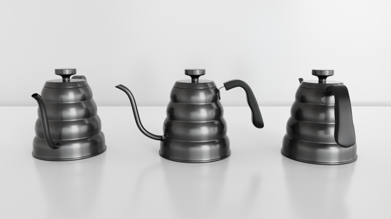Stainless Steel Tea Coffee Kettle 3D Модель .c4d .max .obj .3ds .fbx .stl .blend