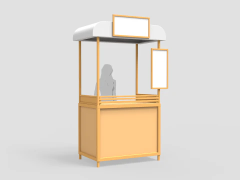 Деревянная стойка уличного рынка 3D Модель