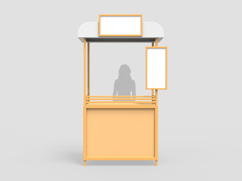 Деревянная стойка уличного рынка 3D Модель