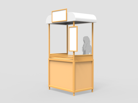 Деревянная стойка уличного рынка 3D Модель