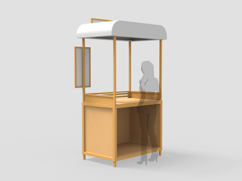 Деревянная стойка уличного рынка 3D Модель