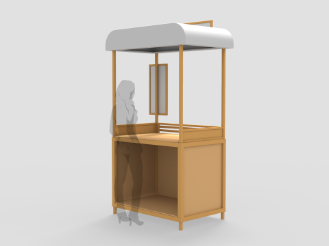 Деревянная стойка уличного рынка 3D Модель