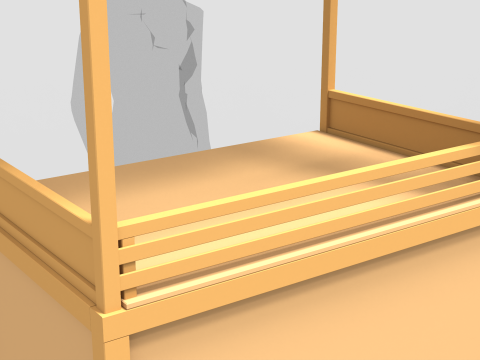 Деревянная стойка уличного рынка 3D Модель