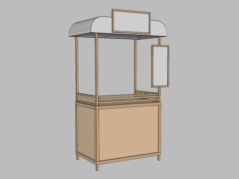 Деревянная стойка уличного рынка 3D Модель