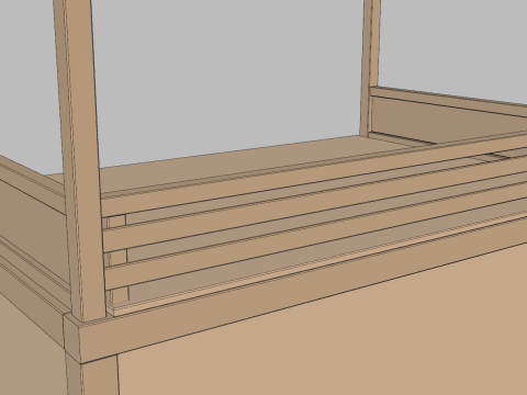 Деревянная стойка уличного рынка 3D Модель