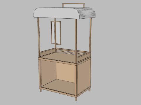 Деревянная стойка уличного рынка 3D Модель