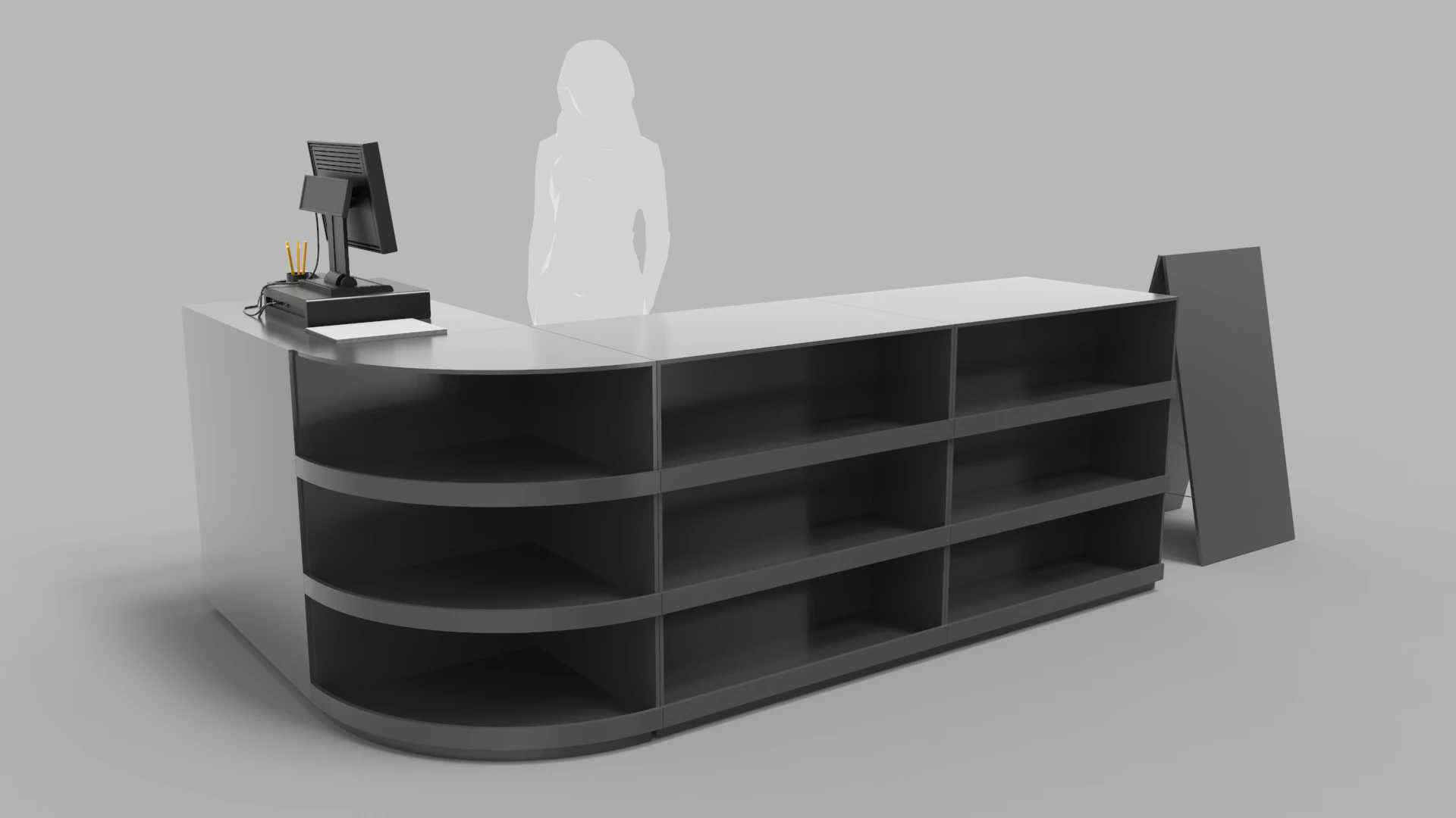 Super Market Cashier Counter 3D Model .c4d .max .obj .3ds .fbx .stl .blend 