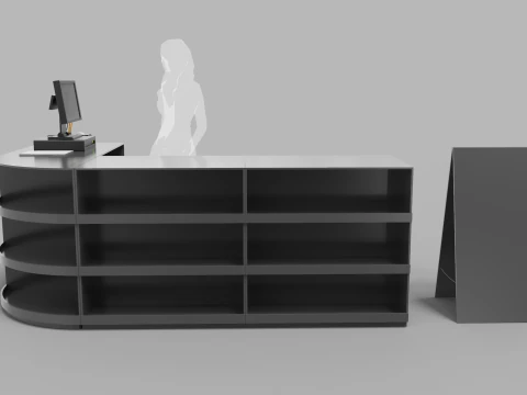 Super Market Cashier Counter 3D Model