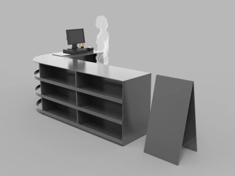 Super Market Cashier Counter 3D Model