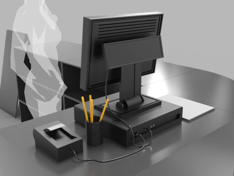 Super Market Cashier Counter 3D Model