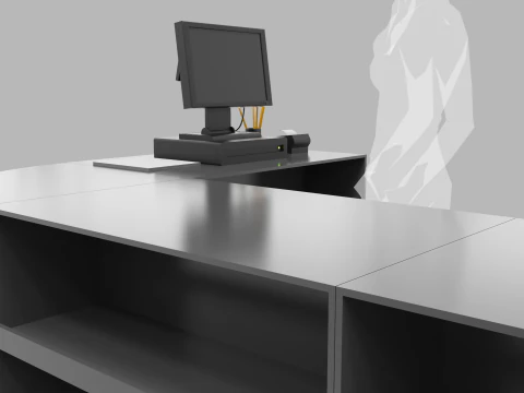 Super Market Cashier Counter 3D Model