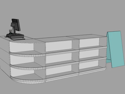 Super Market Cashier Counter 3D Model