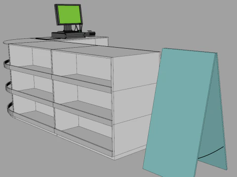 Super Market Cashier Counter 3D Model